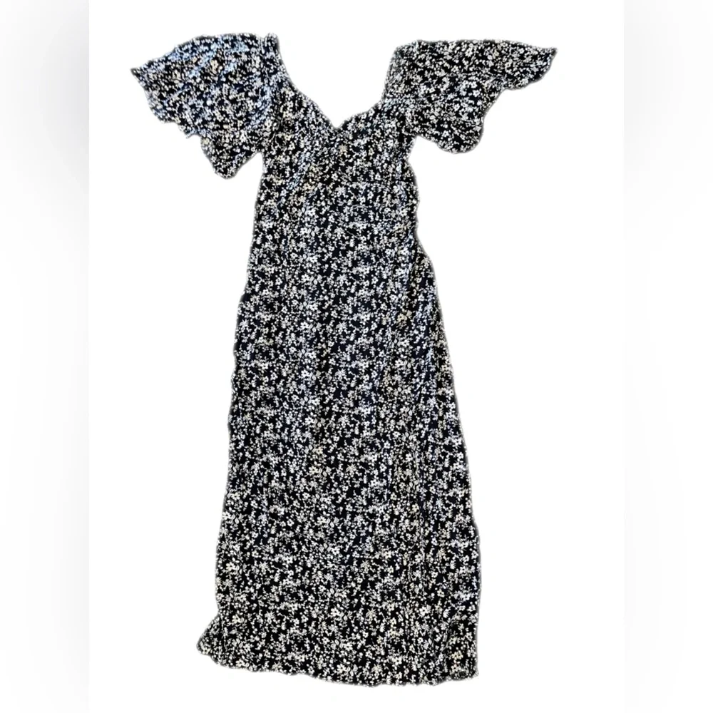 A.New.Day Women’s crepe flutter short sleeve Midi Dress Floral Size S